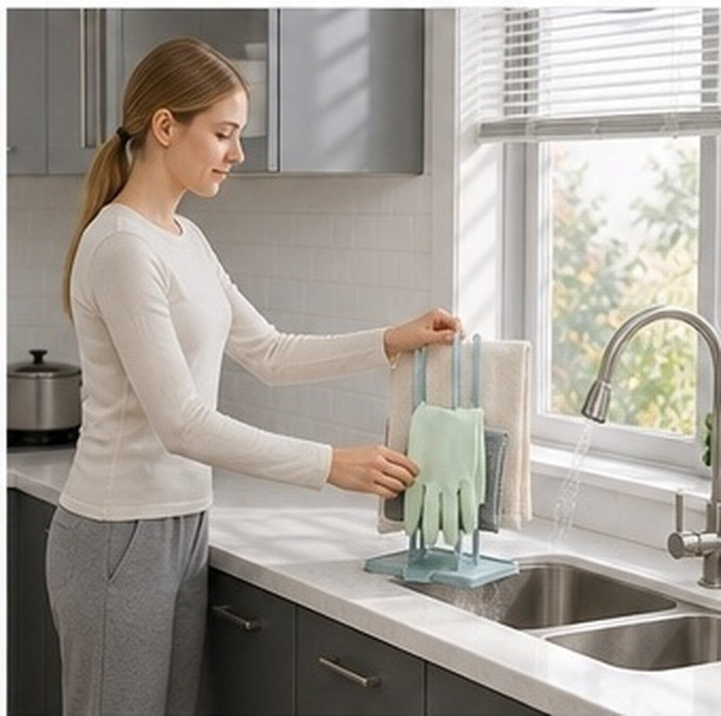 Dish Glove Rubber - Multi-Functional Drain Rack Kitchen Blue Rubber
