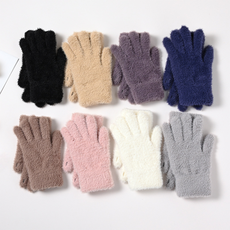 Wool Glove Lined - Women Winter Thermal Wool Knit Gloves